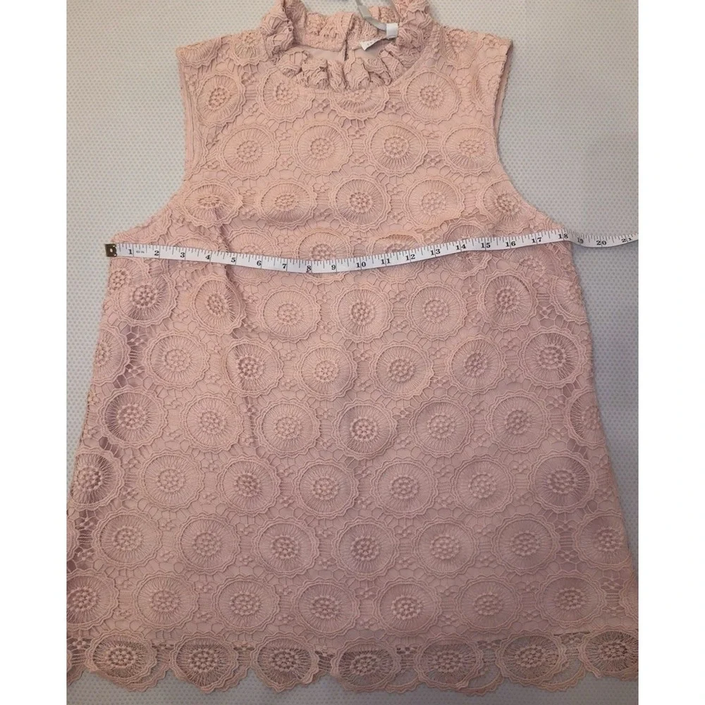 NWT Preston & York Womens Pink Lace Overlay Sleeveless High‎ Neck Blouse 6